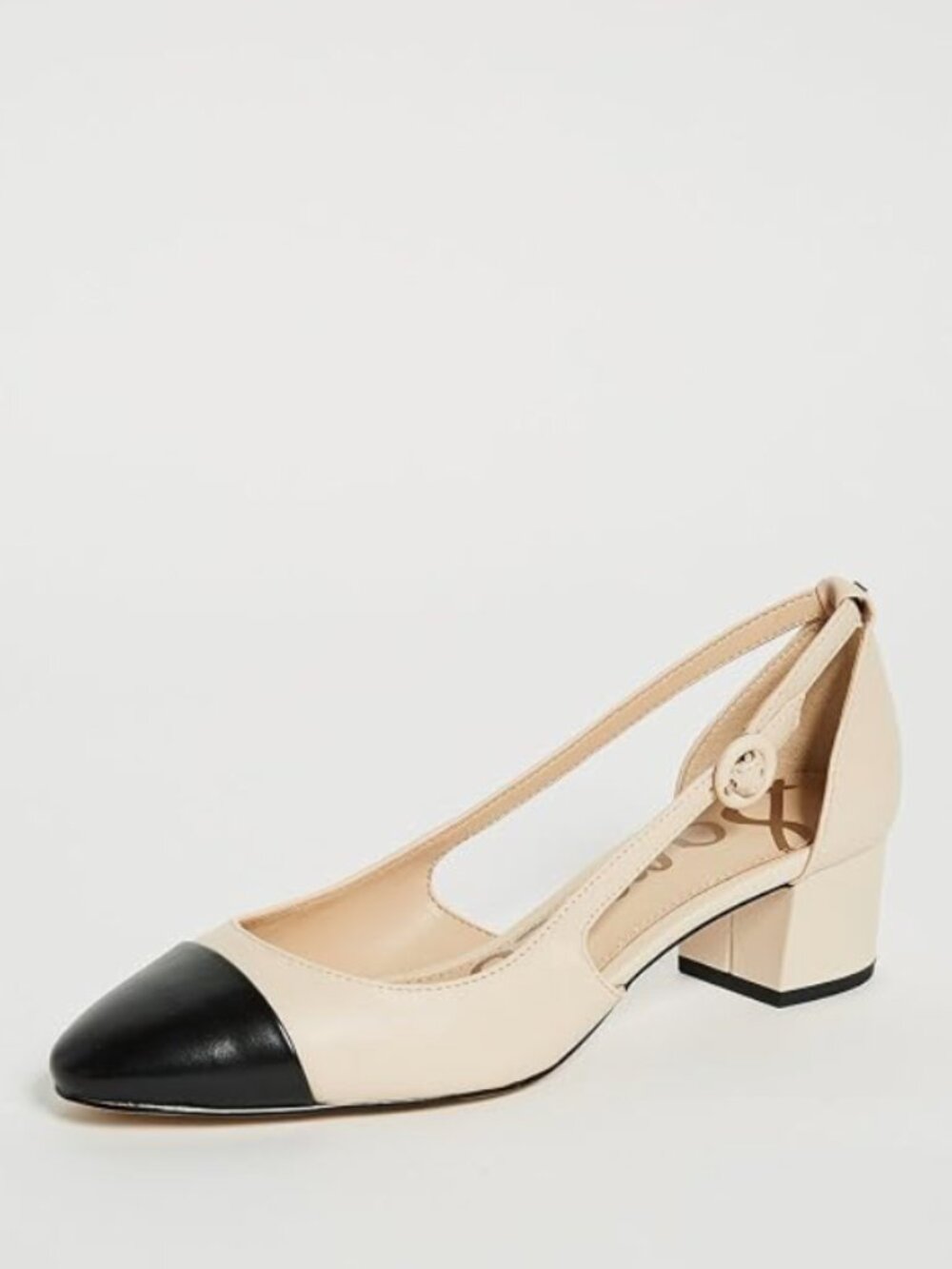 Sam Edelman Tarra Nude Black Cap Toe Slingback Block Heels - Size 8.5